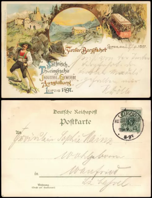Ansichtskarte Litho AK Leipzig Ausstellung Tiroler Bergfahrt MB 1897