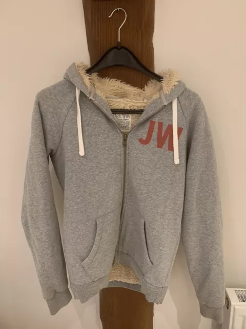 WOMEN S JACK WILLS Grey Sherpa Fur Lined Fluffy Zip Up Hoodie Jumper UK Size 10 15.00 PicClick UK