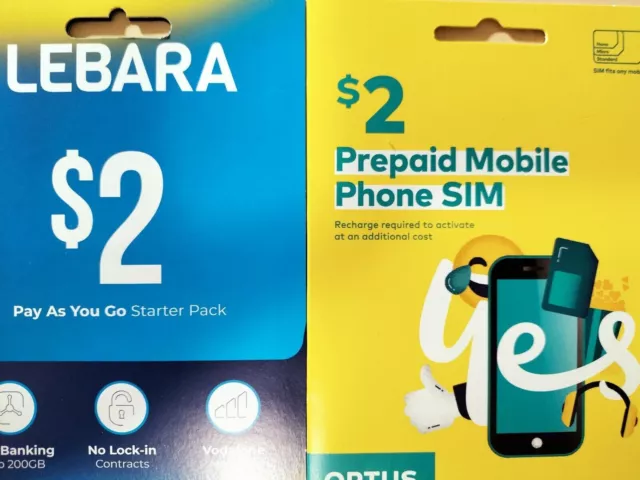 2 X Australia sim cards (only $1)