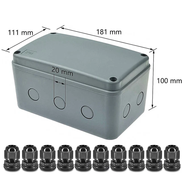 OUTDOOR JUNCTION BOX Plastic Electrical Project Enclosure Case w/10