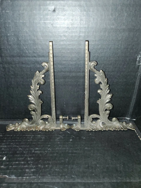 Set of Art Nouveau Shelf Brackets - Antique Brass Gold Shelf Holders