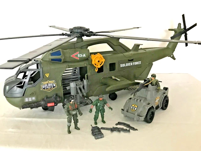 Lot Chap Mei Soldier Force – Jeep, Hélico, Mirador Et Figurines – Années 90 – Occasion