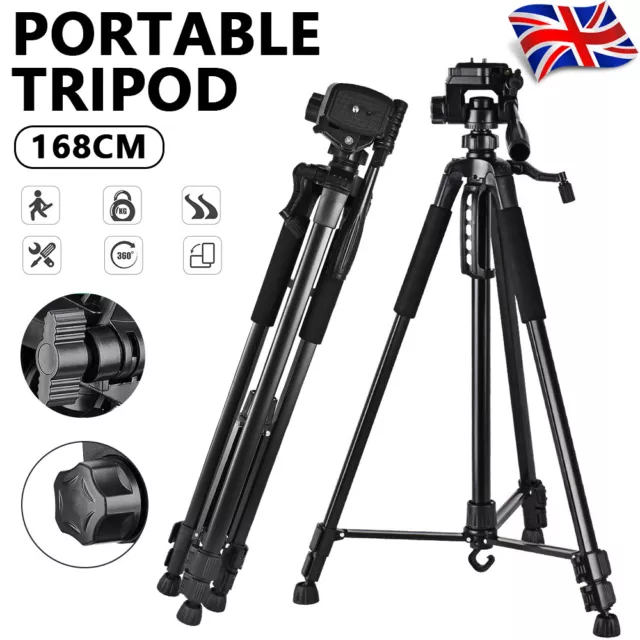 168CM Professional Camera Tripod Stand Mount For DSLR GoPro iPhone SamsungTravel