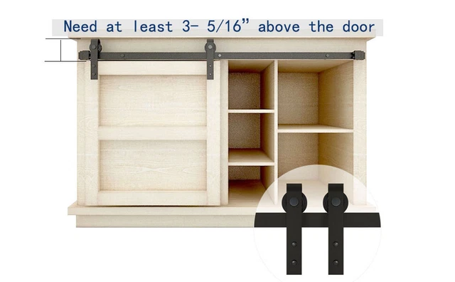 2-6FT Super Mini Sliding Barn Door Hardware Kit Track for Cabinet Stand Console