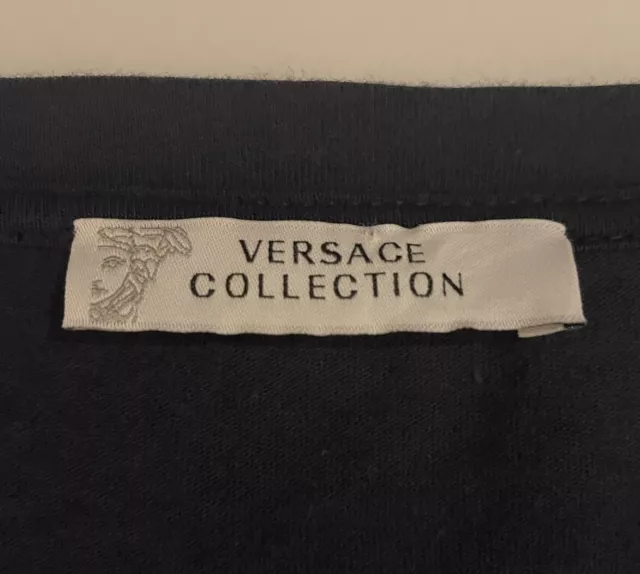 Versace Collection Mens Tshirt XXL Blue Authentic SS Girocollo Graphic Print 3