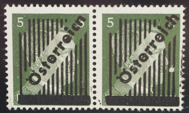 1945 Österreich, 5 Pfg. Gitteraufdruck, glatter Gummi, PF "Österreic"n" im Paar