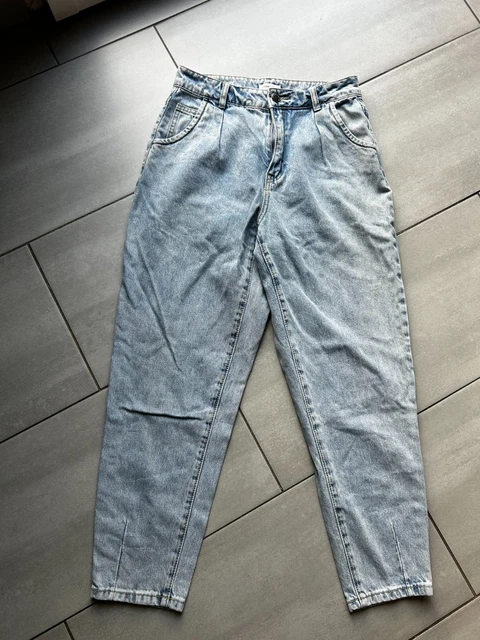 Pantalon Jean Noir Large Zara Taille 40, Motif Sirènes Et Coquillages Blanc - Neuf Avec étiquettes