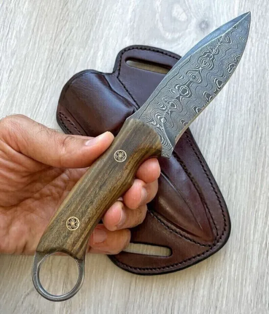 Hunting knife pocket knife rosewood handle - 150 layers damask steel knife