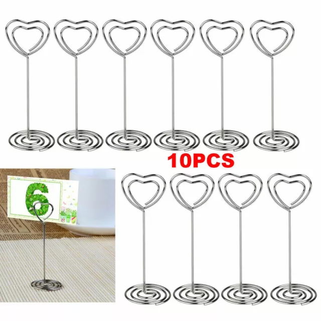 10x Photo Holder Stands Heart Table Number Wedding Place Card Paper Menu Clips