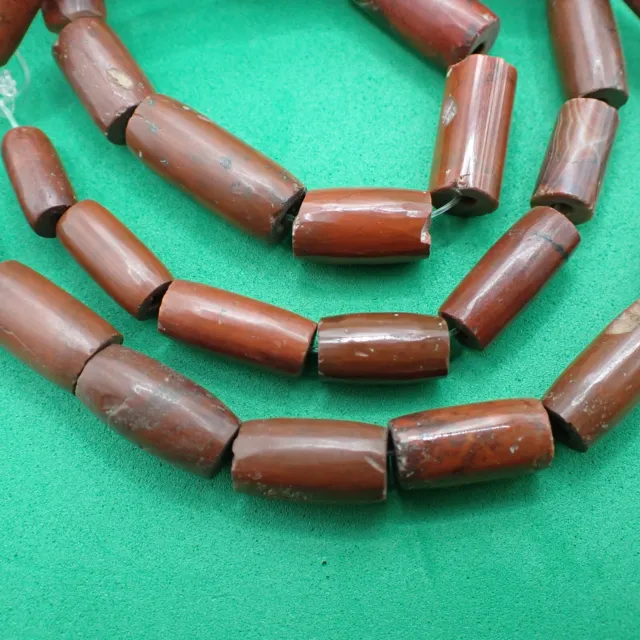 SALE 24" strand JASPER STONE trade beads African old Nigeria Benin collection