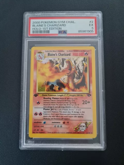 Pokemon Card - Blaine's Charizard 1st Edition 2/132 Gym Challenge WOTC - PSA 5