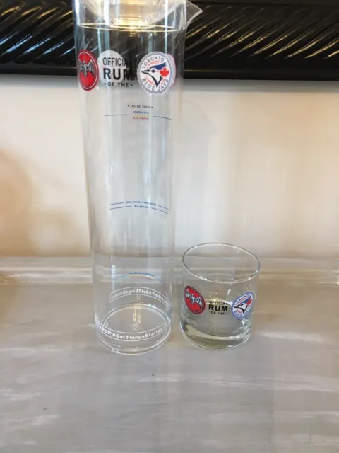 Bacardi Rum Toronto Blue Jays Lowball Tumbler Glass And Pitcher with Logo's
