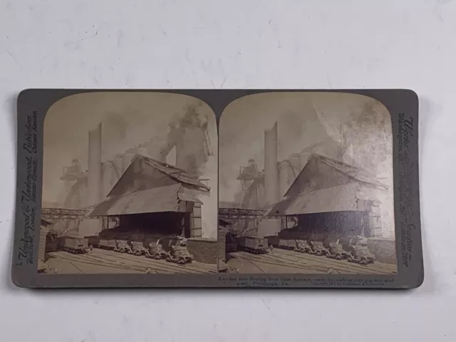 Stereoview Photo Red Hot Iron Flowing Blast Furnace Pittsburgh PA