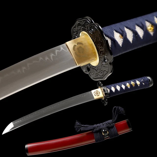 CLAY TEMPERED T10 Steel Real Hamon Razor Sharp Red Japanese Samurai