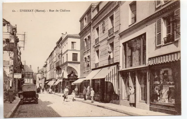 EPERNAY - Marne - CPA 51 - les rues et places - Rue de Chalons - Coiffeur