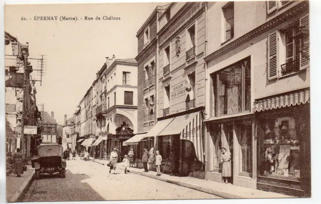 EPERNAY - Marne - CPA 51 - streets and squares - Rue de Chalons - hairdresser