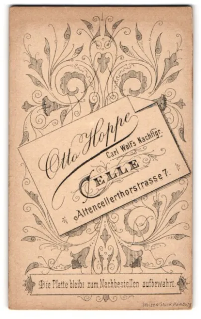 Fotografie Otto Hoppe, Celle, Altencellerthorstr. 7, Schild mit Anschrift des F