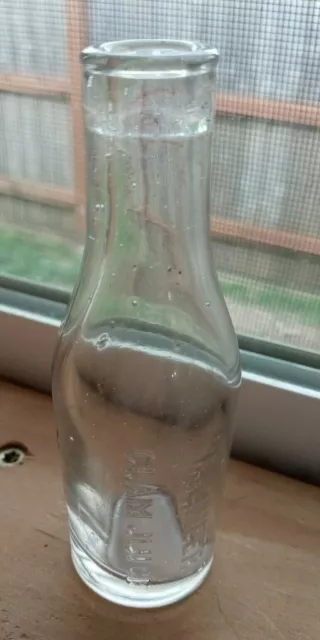 Embossed “PIONEER” Clam Juice Bottle Bubbles in glass