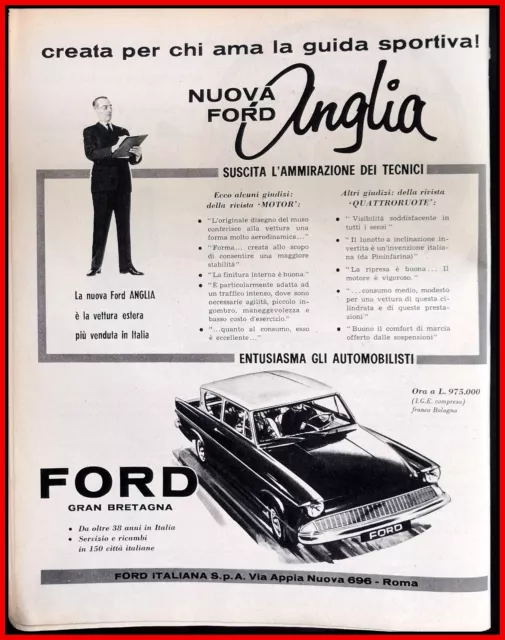 Pubblicità d'epoca Nuova Ford Anglia Auto Automobili Advertising car Vintage