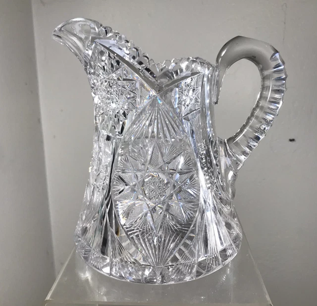 Antique American Brilliant Period Cut Glass Pitcher Unidentified Meriden?