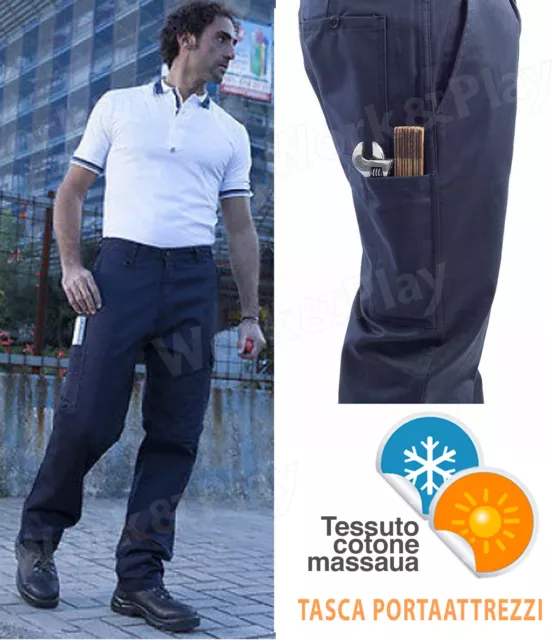 Pantalone Massaua Uomo lavoro multitasche porta utensili cargo caccia officina