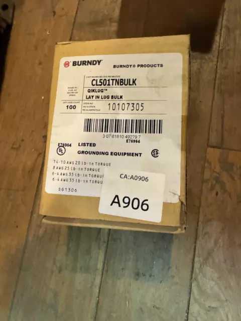 Burndy CL501TNBULK Electro Tin Plated Copper, Box of 100