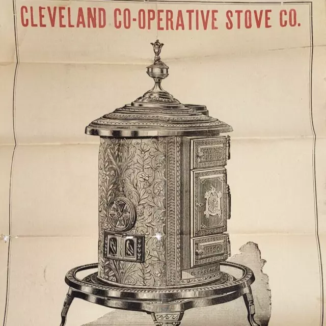 c.1900 Cleveland Cooperative Stove Co Savings Bank Victorian Handbill Flyer Sign