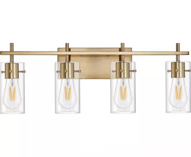 ClanKin 4-Light Gold Bathroom Vanity Light Fixtures, Brushed Wall Sconce