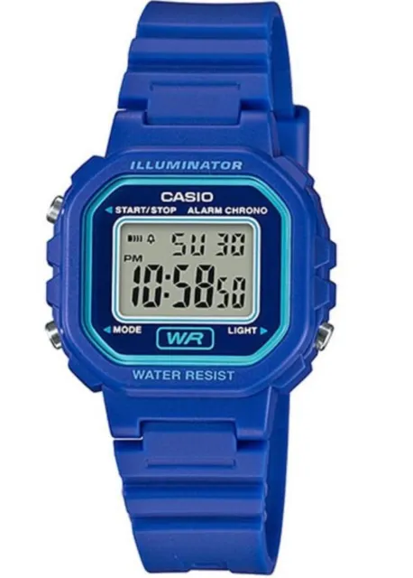 Reloj digital Casio Collection LA-20WH-2AEF  Resina Azul caja y correa-Luz-W.R
