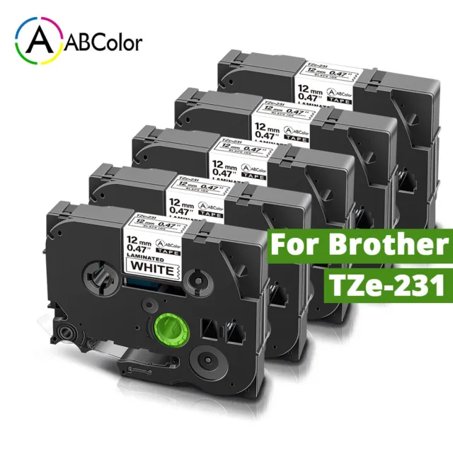 5 Pk TZ-231 TZe-231 PT-D210 Compatible Label Maker Tape 12mm for Brother P-Touch