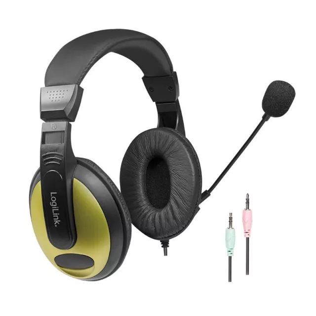 Stereo Headset 3,5mm Klinke Kopfhörer Mikrofon gepolstert Gaming Micro Büro 2