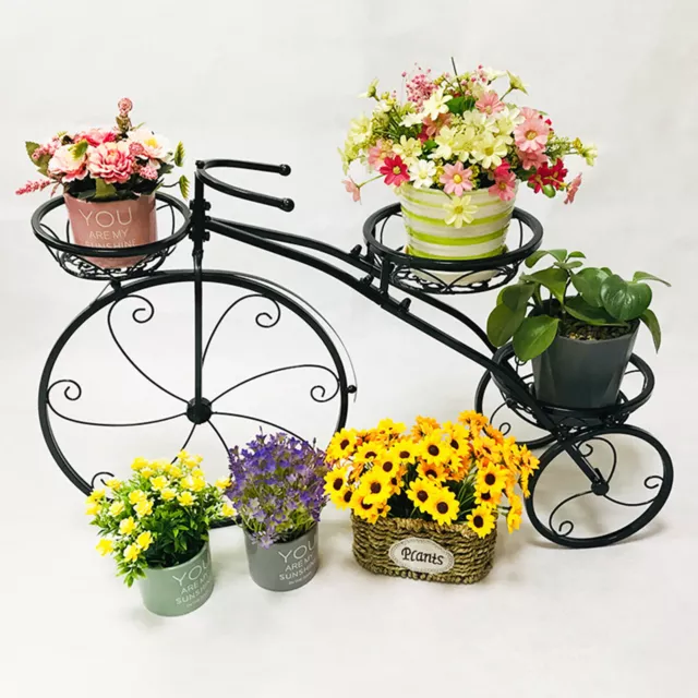 3 Tier Bicycle Plant Stand Wrought Iron Tricycle Planter Home Garden Patio Decor