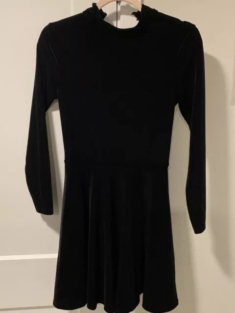 American Apparel Open Back Skater Dress Velvet Black Party Long Sleeve Size M