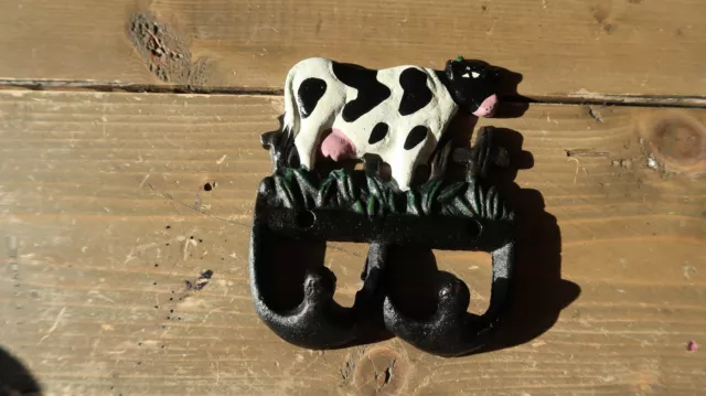 Vintage 5" x 4" Cast Iron COW Coat Key Hook