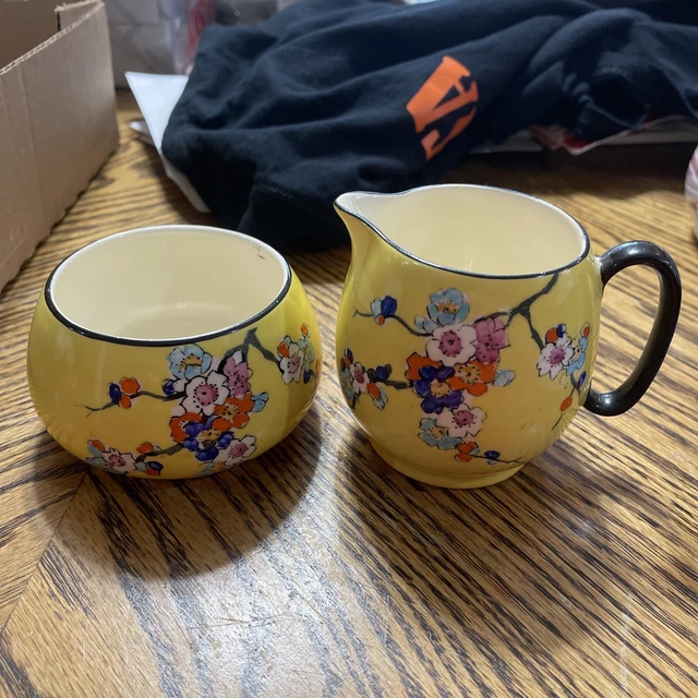 Royal Winton Grimwades Yellow Countess Chintz Creamer and Open Sugar Bowl