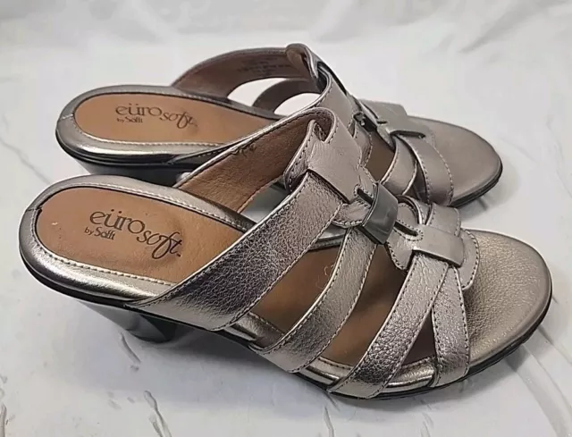 EUROSOFT BY SOFFT Womens GREY VONDRA Sandals Block Heel Open Toe Shoe Size 6.5 19.50 PicClick