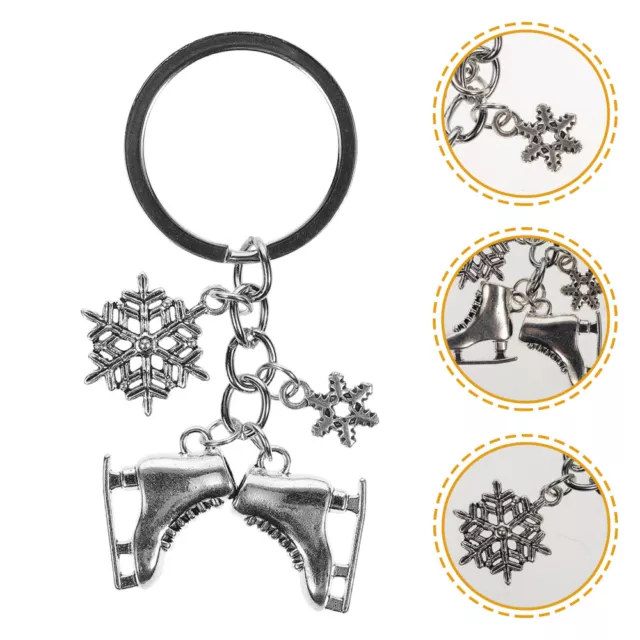 Winter Keychain Ornament Skate Charm Keyring Metal Outdoor Decor