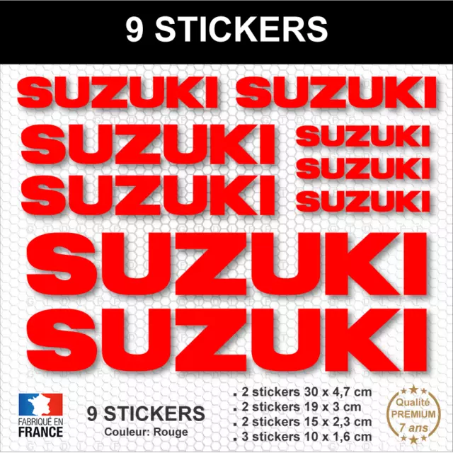 9 Stickers SUZUKI Rouge Autocollants Scooter Quad Moto compatible