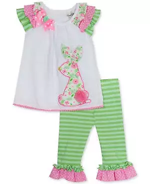 Rare Editions Toddler Girls 2-Pc. Ruffled Bunny Top and Leggings Set 2T/2