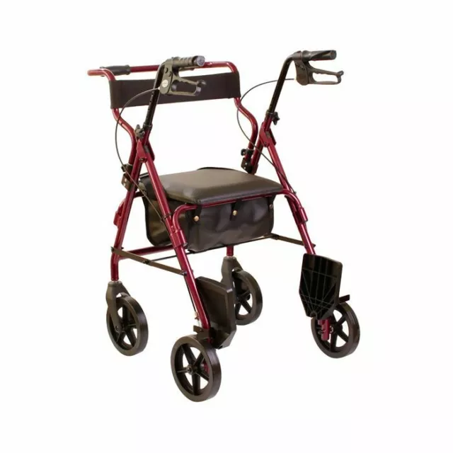 Deambulatore pieghevole doppia funzione - rollator 4 ruote + sedia a rotelle