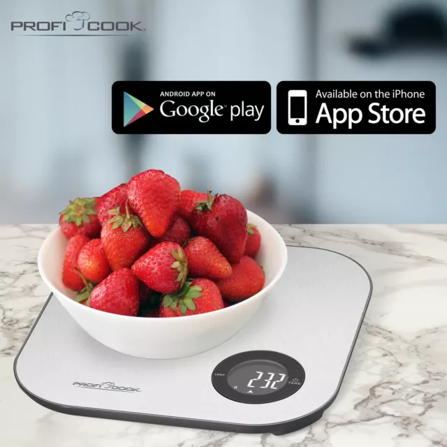 Balance de cuisine numérique, Bluetooth, contrôle des calories, iOS ou Android