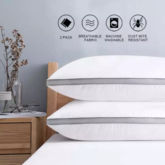 CozyLux Standard/Queen Bed Pillows for Sleeping Set of 2, 100% Breathable  Cotton Cover, Hotel Collection Cooling Gel Pillows 2 P
