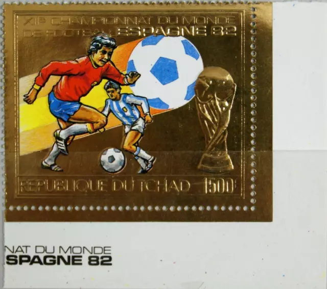 CHAD TSCHAD 1982 897 A GOLD Folie Fußball WM Soccer WC Football Spanien MNH