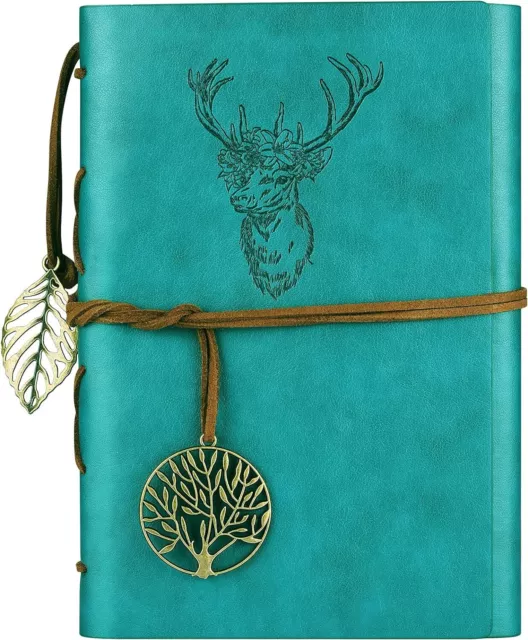 Leather Journal, Notebook Refillable Vintage Diary Travel A5, Blue
