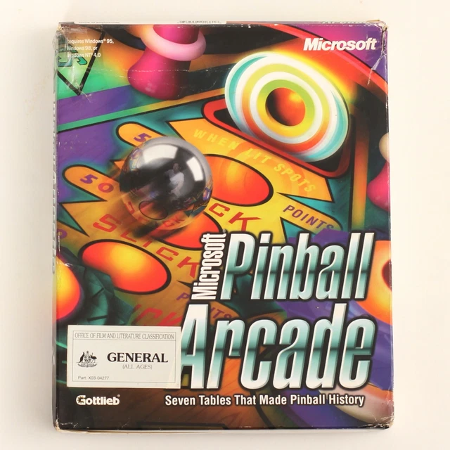 MICROSOFT PINBALL ARCADE BIG BOX Vintage PC Game for Windows 95 *RARE