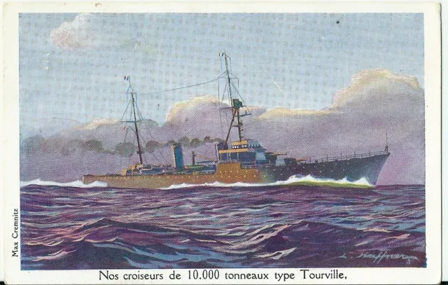 CPA Illustrateur Haffner Ligue Maritime Coloniale Marine Croiseur guerre LMC WW1