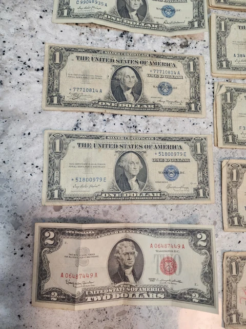 LOT $1 Silver Certificate 1935 A C D E F G & 2 Star Notes plus 1 $1 RED SEAL '63 3
