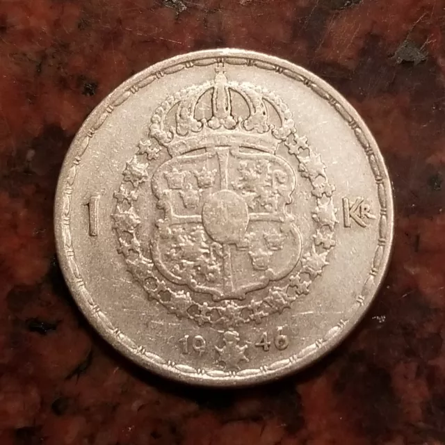 1946 Sweden 1 Krona Coin - #B0624