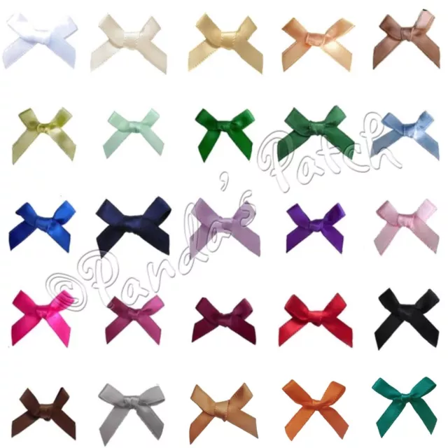 7mm Mini Satin Ribbon Bows Small 3cm Wide Pre-Tied Wedding Cards Sewing