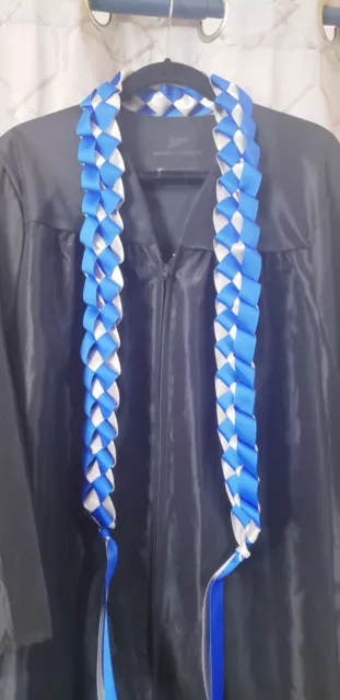 Graduation Ribbon Lei Custom Made. Two Ribbon Colors  ~ Style Open or Closed